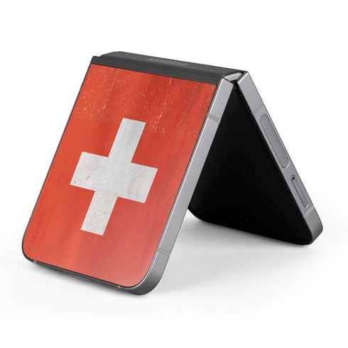 Switzerland Flag Distressed Galaxy Z Flip6 Skin